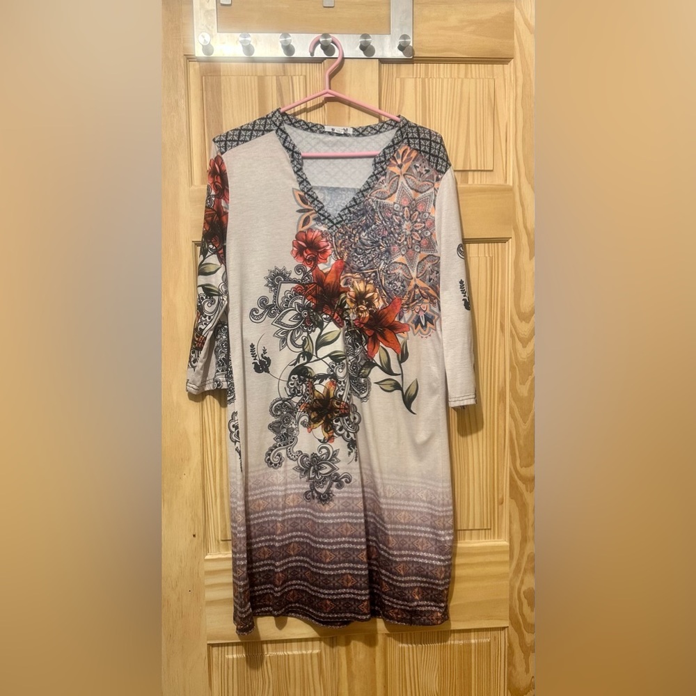 Smash 3/4 length sleeve tunic/dress